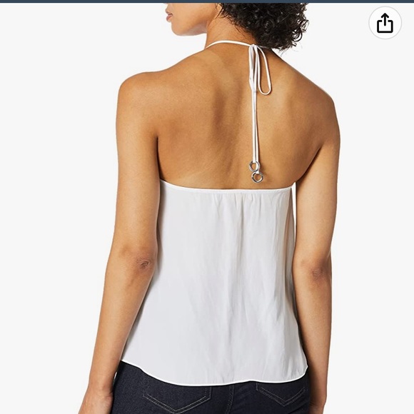NWT Ramy Brook Women's Meg Halter Top, Small, Ivory, Adjustable, Silver Rings - Picture 4 of 9
